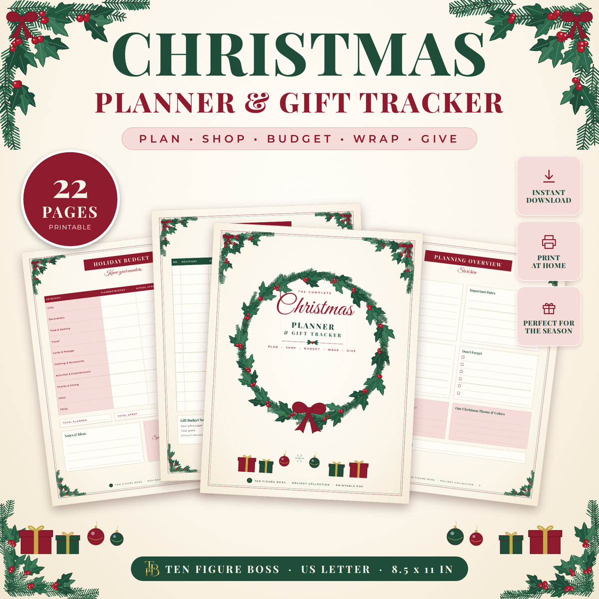 Christmas Planner & Gift Tracker (Printable PDF)